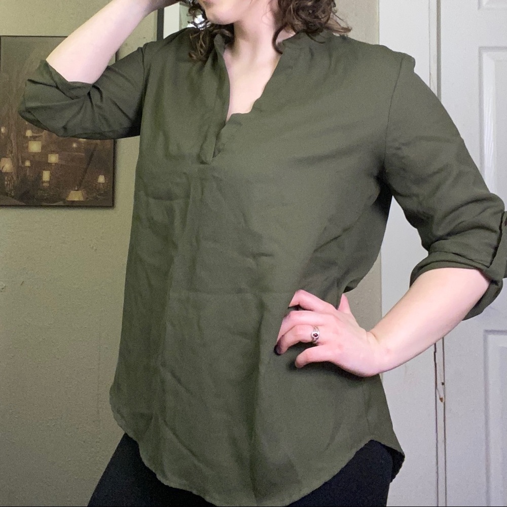 Long Sleeve Green Blouse